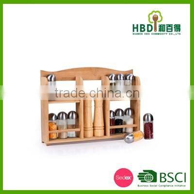 Best selling premium bamboo spice rack set with glass jars,bamboo spice jar set wholesale