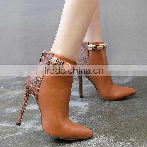 2016 browm heel ankle boots high quality women ankle boots PF4407