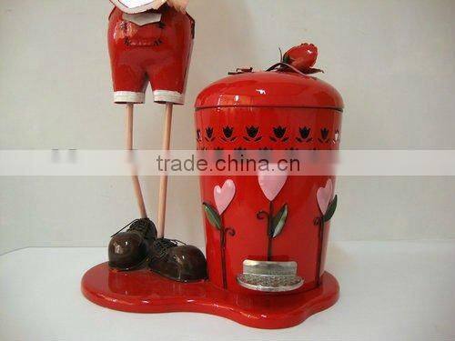 Green Metal crafts can hold trash,home & gardon decoration SX1003-1