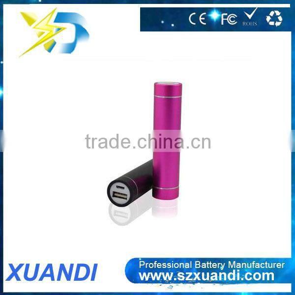hot selling light weight cylindrical portable 2600mAh phone power bank charger