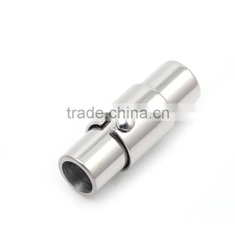 Stainless Steel Magnetic Claps with Round Leather Cord Ends Bracelets , Clasps for Leather Cord With Locking Mechanism (AC-003)