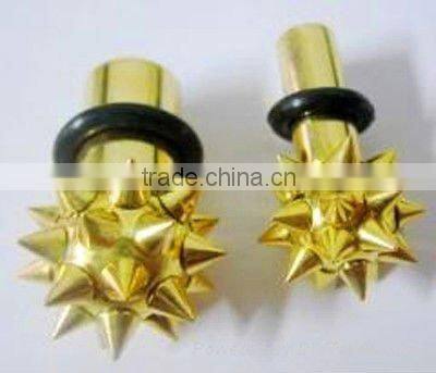 316L steel gold plated plug tunnel body ear jewelry