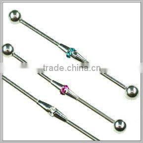 2015 fashion 316L steel crylstal industrial barbell ear body jewelry