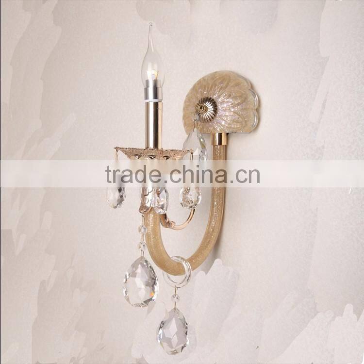 Restaurant amber crystal decorative wall lamp