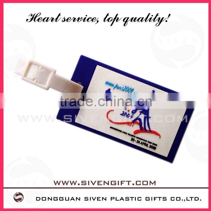 Custom 3D soft silicone luggage tag/ rubber bag tag/ pvc luggage tag