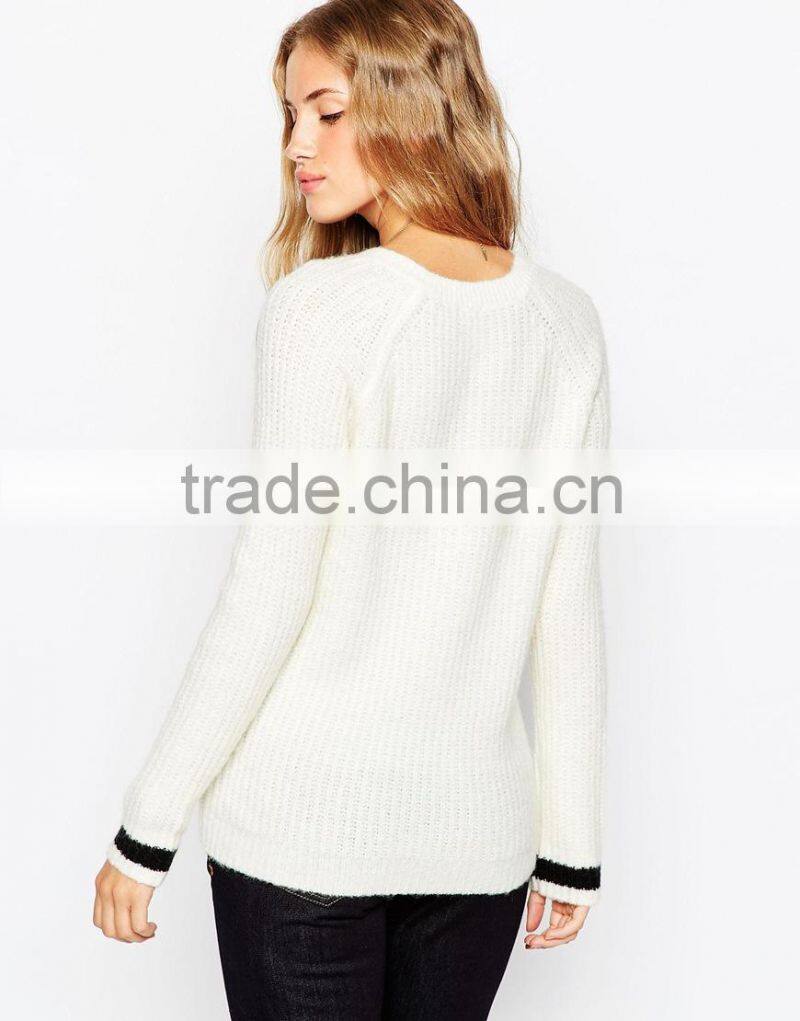 deep v neck sweater women custom mid-weight knitted sweater