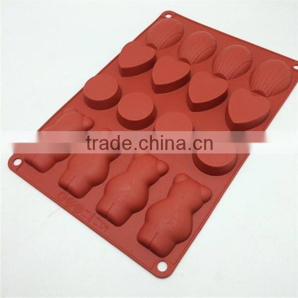 Bear sea shell heart mulitiple shape 16- Cavity Silicone Chocolate,Candy ,Pastry Mold