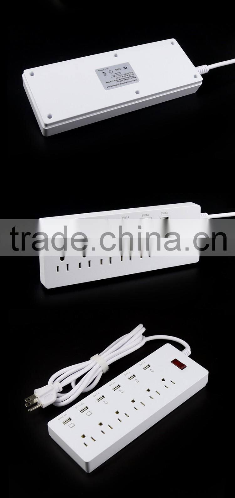 2-in-1 Surge Protected Power Strip USB Charger Station Combo Charging Ports Power Socket