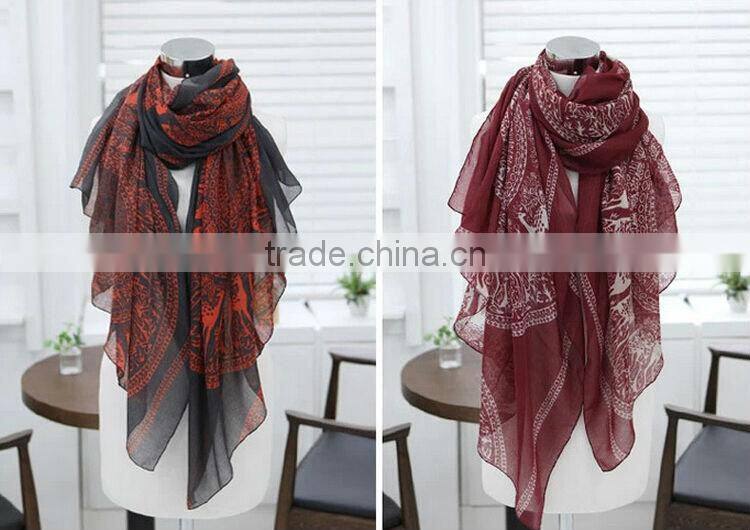 Women Long Print Cotton Scarf Wrap Ladies Large Silk Scarves Wholesale