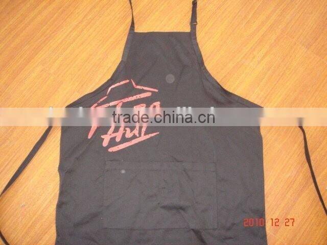 Coffee shop wholesale bar waiter black Pizza hut apron with silk printing logo