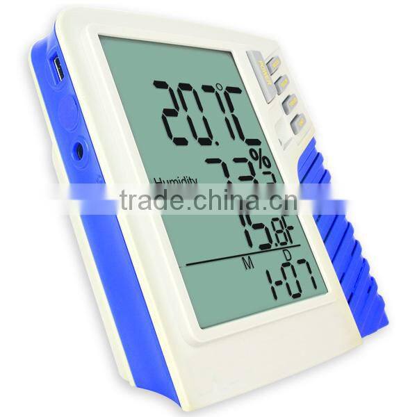 Wallmount / Desktop Temperature Humidity RH Datalogger Monitor Calendar Clock Dew Point Wet Bulb + 32000 Memory Taiwan Made