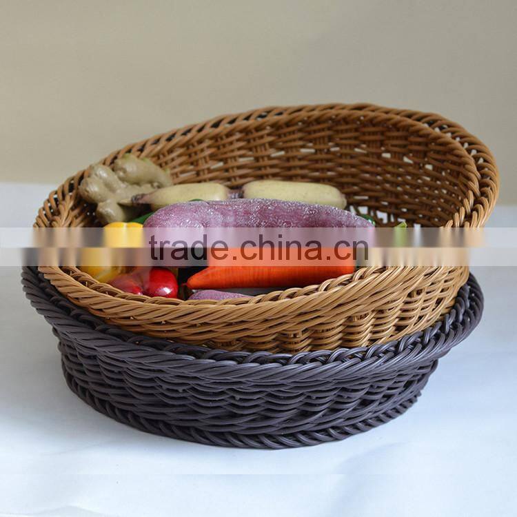 Used food dispaly tools PE wicker woven round shape bulk supermarket or kitchen vegetable storage baskets
