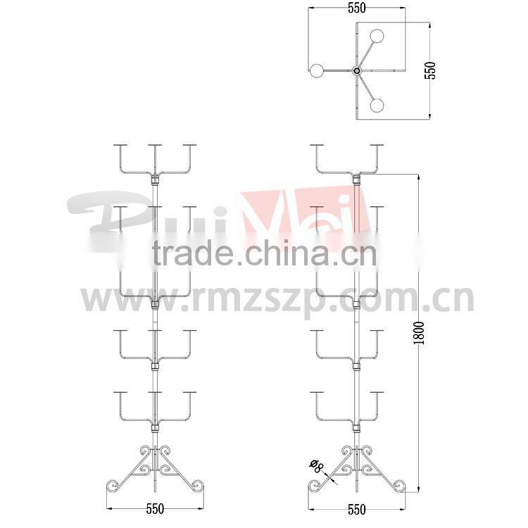 Floor standing multi-level removable hat display stand