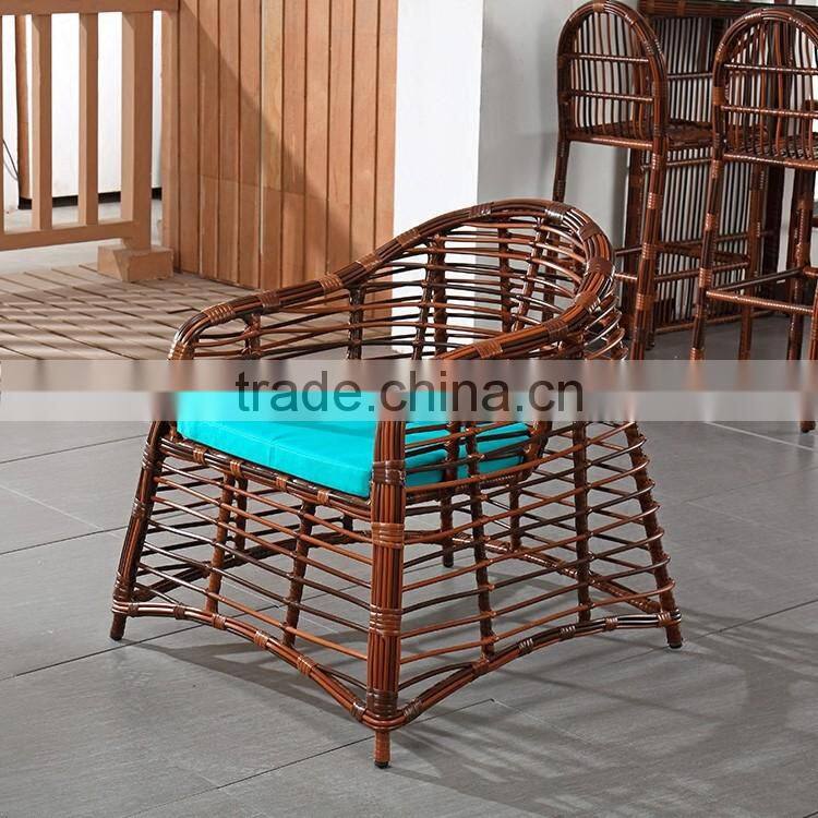 Brown Color Poly Rattan Garden Furniture Set 1 Table 4 Chairs
