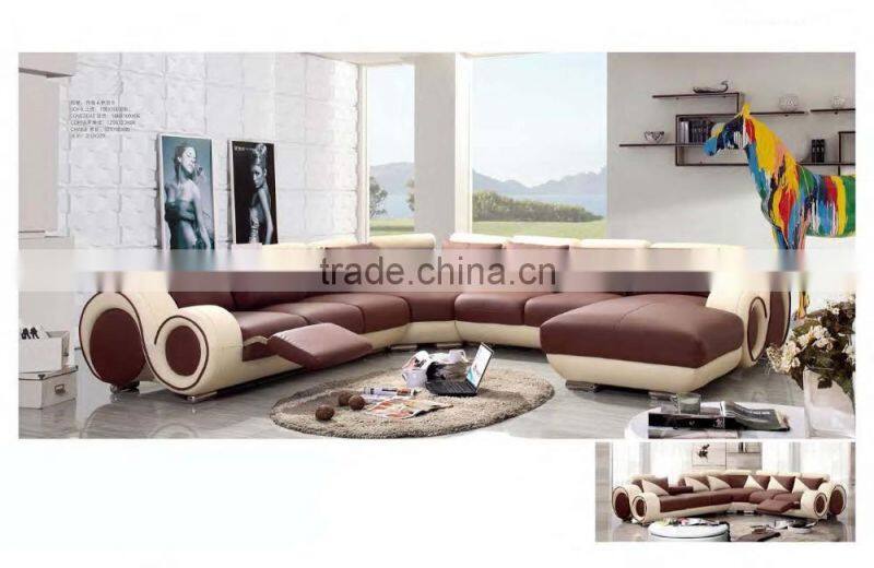 Bisini Heated Corner Leather Sofa with Recliner, Recliner Sofa Furniture