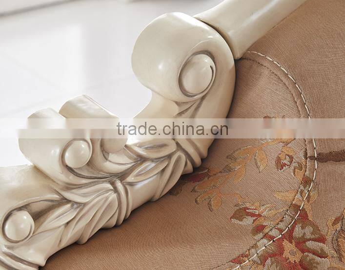 Fresh bamboo design solid wood carving ffabric living room corner sofa set