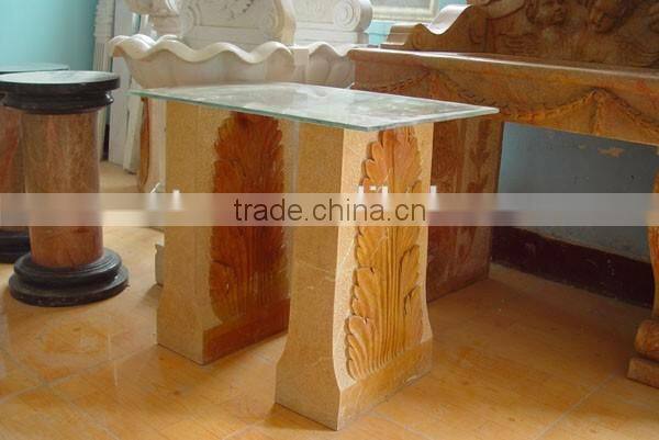 Modern style glass top hand carved marble base dining table