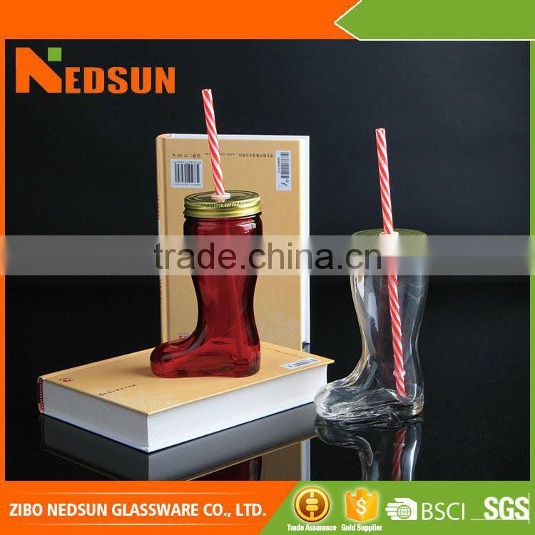 2017 New products Clear and red Wholesale high quality shaped glass jars