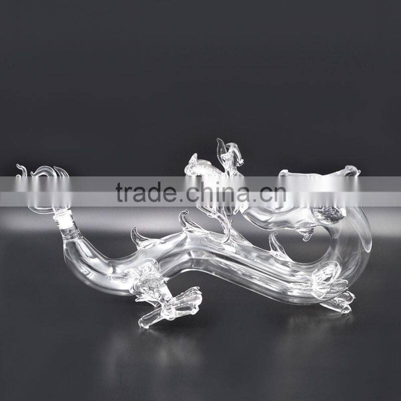 Dragon shape animal shaped glass wine bottle for Christmas gift decoration