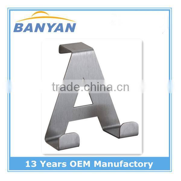 A shape over the door hook stainless steel hanging hook,stainless steel single coat hook,metal coat hook letter shape hooks