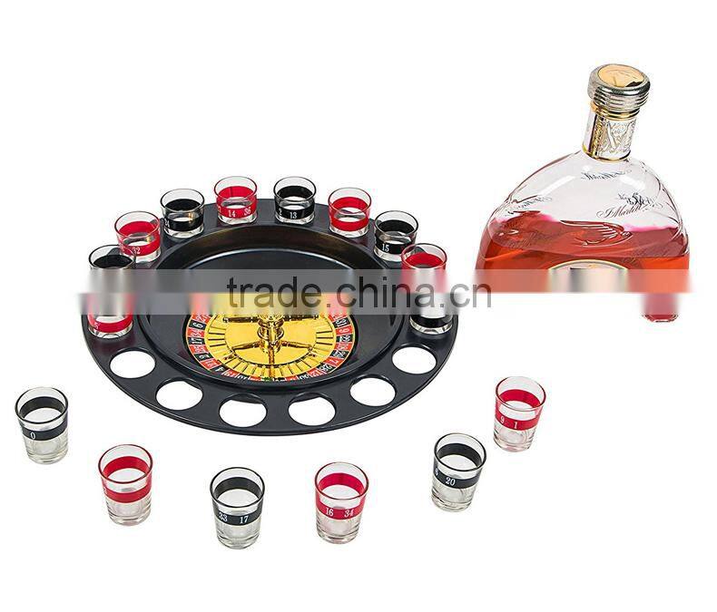 2017 Hot Selling 16 Shot Glass Roulette Drinking Game Set, Party Funny 32" Russian Roulette Drinking Game Glass Set