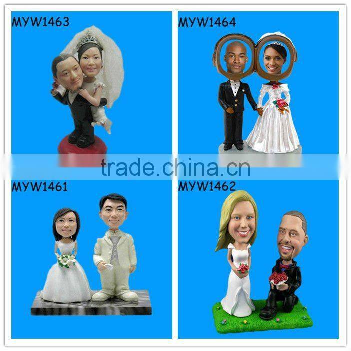 colored couple bobble head dolls figure decor for wedding