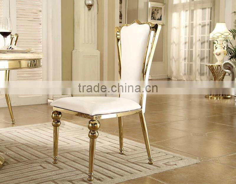 hot sale white PU golden stainless steel wedding chair