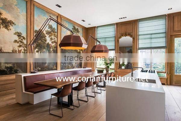 Custom sized solid surface made Office self service kitchen counter