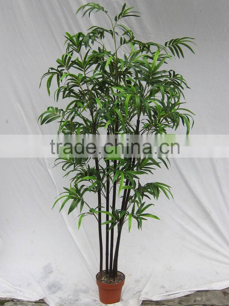 wholesales plastic artificial garden green bamboo plants lumber craft with leaves for decoration