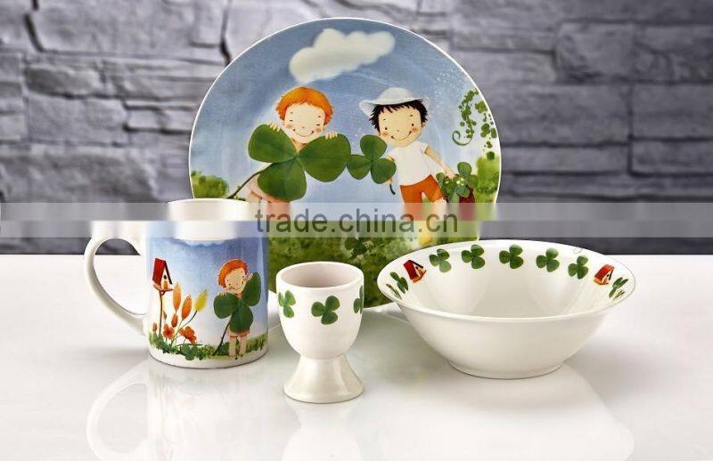 Promotion item porcelain royal children dinner set high Quality eco-friendly new bone china dinner plate dinner gift set