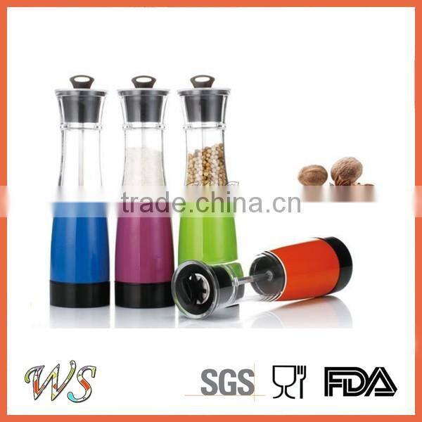 WS-PG29 9 Inches Stainless Steel salt and pepper mill with Clear Acrylic Body and Adjustable Ceramic Grinding Mechanism