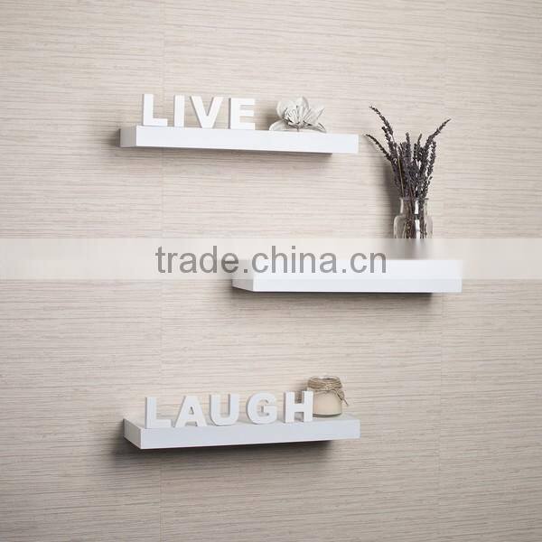 Laminate 'Live, Love, Laugh' Inspirational Wall Shelves Set of 3 wall decor floating shelf