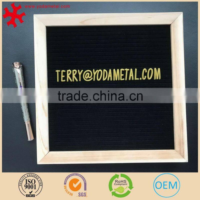 Felt Letter Board Black Felt with 320 White Plastic Changeable Characters 10 in. x 10 inches Square Wood Oak Frame