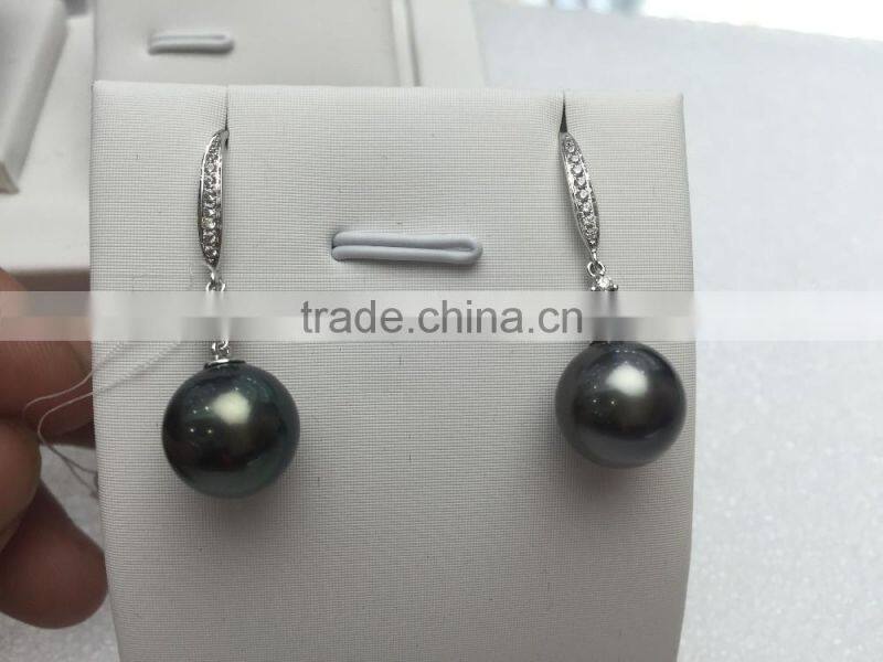 Black Tahitian pearl earrings