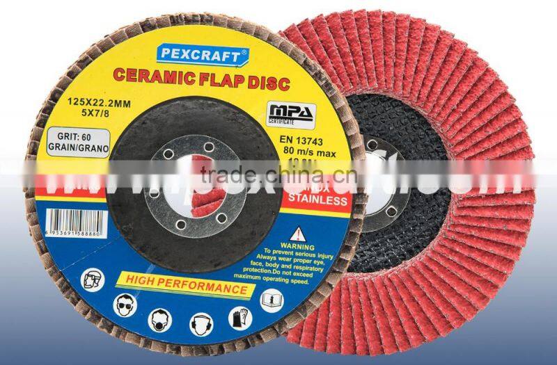 CERAMIC OXIDE FLAP DISCS WITH FIBREGLASS 125mm 5" Grit 40 60 80 120