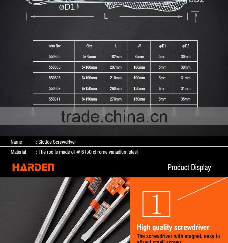 Professional Magnetic Hand Tools CRV Slotted Head Screwdriver