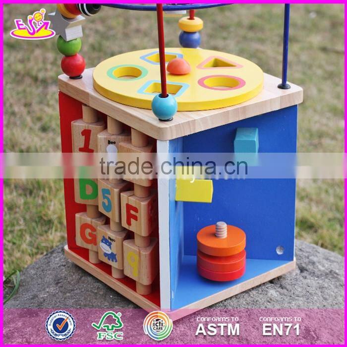 Multi-function 5 in 1 wooden toy activity cube for toddlers W11B136-S