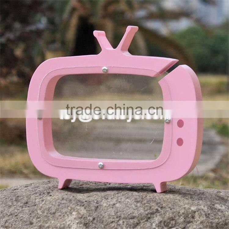 New design TV shape girls lovely wooden coin bank with logo customize W02A253