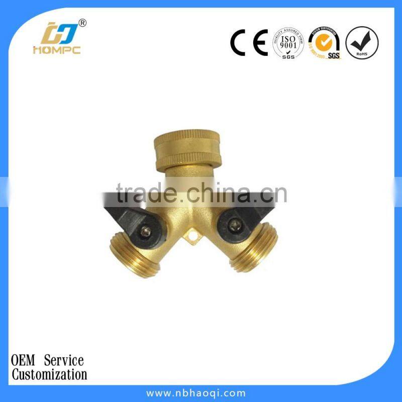 2 Way Solid Y Valve Garden Hose Connector Splitter Adapter