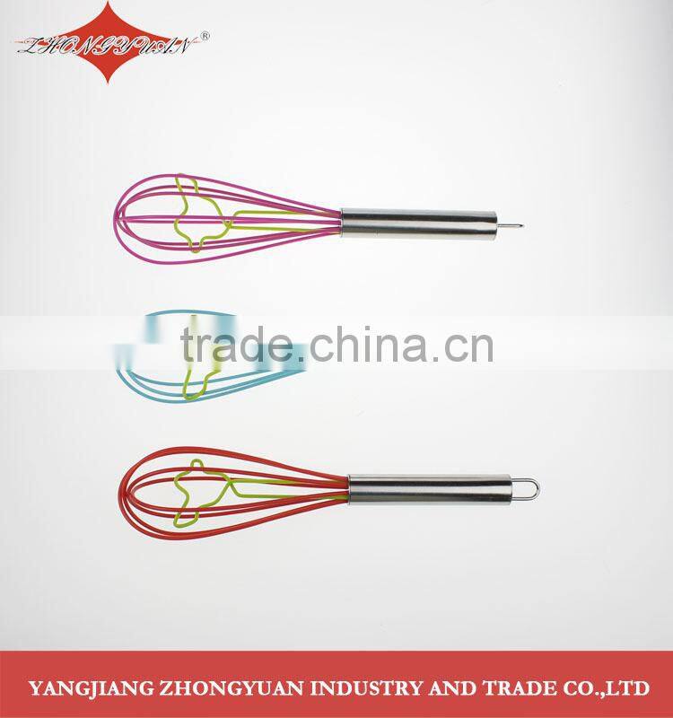 8.5-inch silicone coated wires egg whisk with stainless steel handle