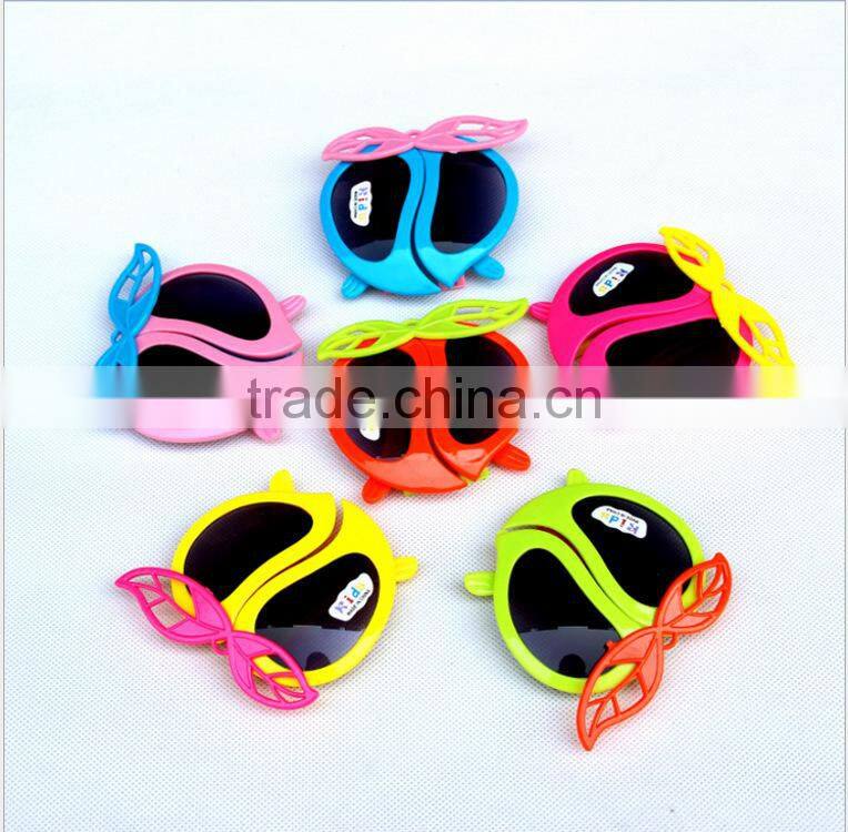 Leaves Shape Kids Glasses Folding Kids Sun Glasses Fashionable Folding Plastic Sunglasses