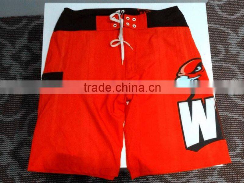 Custom Sublimation Print Mens Waterproof Swimming Shorts, 100% polyester high quality man beach clothing