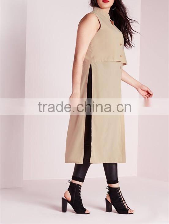 Wholesale plus size clothing 2016 fancy buttons tunic top HST3701