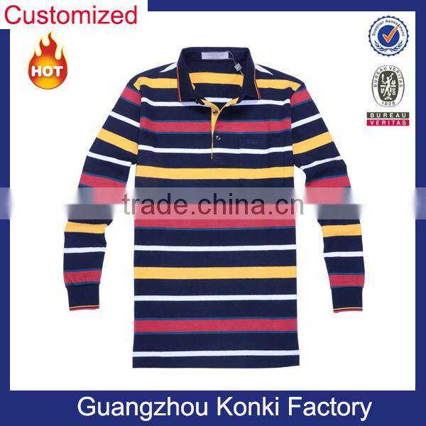 Hot sales! wholesale the cheap striped men's long sleeve polo shirts