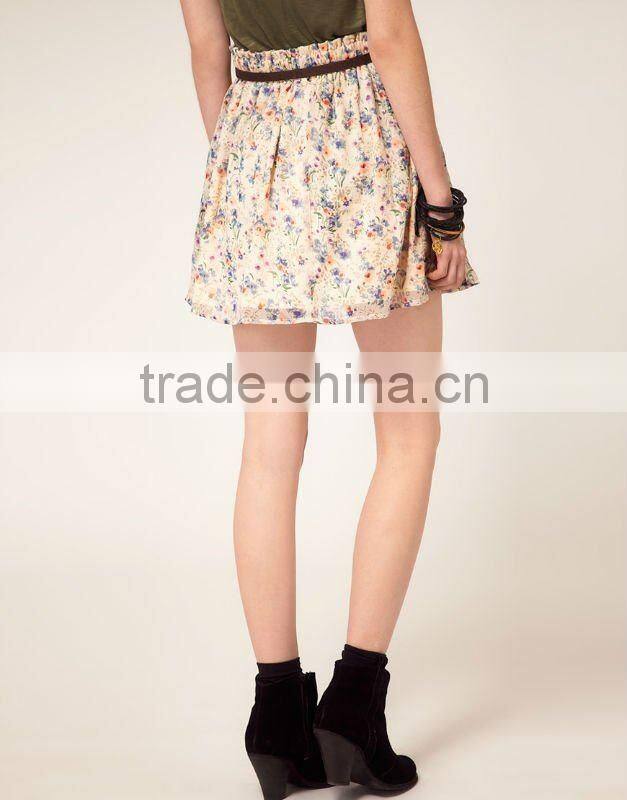 12SK005 Summer Hot Selling Fashion Spray Floral Full Mini Skirt