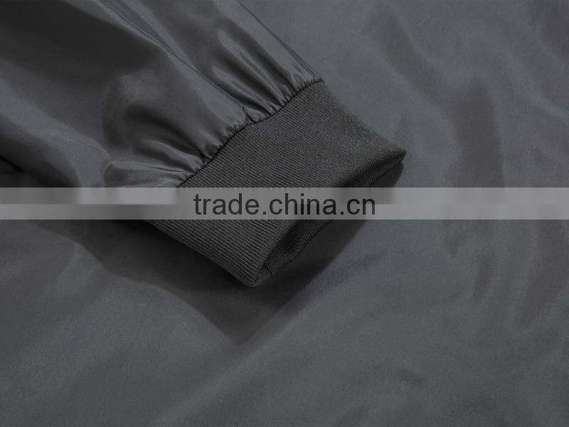 Manufacturer From Jiangxi Men's Waterproof Jacket Black Color Open Fly with Zipper 100% Polyester AC Coated With 1x1 Rib