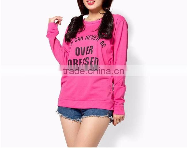 Lady t-shirt ,long sleeve t shirt , round neck t shirt for young lady