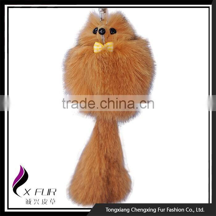 CX-R-15 New Design Promotional Ring Fox Fur Keychain