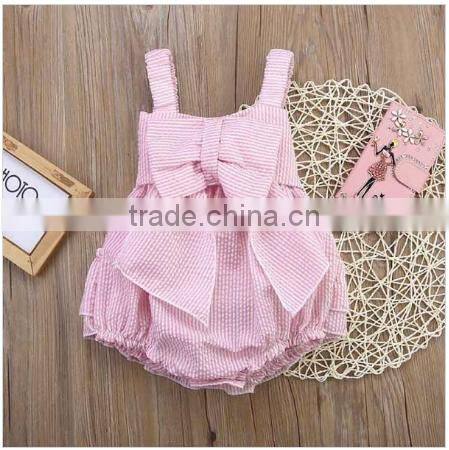 Latest design custom wholesale newborn girl fashion rompers 2017 summer kid baby cotton jumpsuit infants baby knitted romper