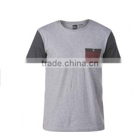 high quality fashion bulk wholesale gray men pure cotton t shirt with pocket